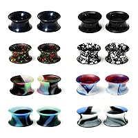 WBRWP 48/32/24/22/20/16/12pcs Ear Tunnels and Plugs - Double Flared Hollow Hard/Soft Silicone Ear Gauges - Ear Expander Stretcher Body Piercing Jewelry 8g-1