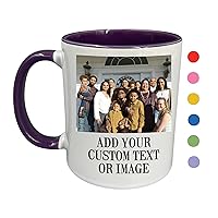 Personalized 11oz Ceramic Coffee Mug – (12 Colors) Photo Your Text Here, Customized Picture Name Words Cup, DYE Taza Cafe Personalizadas Fotos, Cute Custom Gifts Mom Women Men, Mother's Day (Purple)