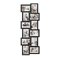 Photo Frame Picture Frame Long Fall Shape Black Gallery Collection 32 by 12 inch Gallery Collage Wall Hanging Photo Frame For 4 x 6 Photo 12 opening Photo Sockets Black Edge