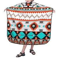 Children Hairdresser Apron With Adjustable Snap Closure Colorful-Aztec-Pattern 39x47 Inch Barber Cape Kids Hair Cutting Cape For Salon And Home