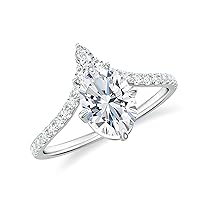 Lab Created Moissanite Oval Crown Shaped Ring for Women Girls in Sterling Silver / 14K Solid Gold/Platinum