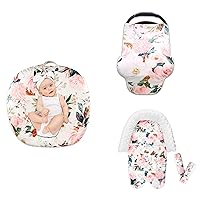 Newborn Lounger Cover, Car Seat Covers for Babies, Baby Car Seat Head Support, Pink Flower