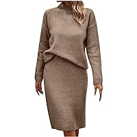 Women's 2 Piece Sweater Skirt Set V Neck Jumper High Waist Bodycon Skirts Matching Suit Dressy Casual Knit Outfits