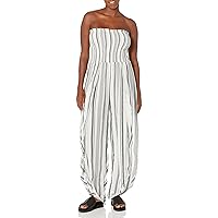 Angie Womens Women's Strapless Smocked Bodice Jumpsuit