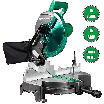 Metabo HPT | Compound Miter Saw | 10-Inch | Single Bevel | 15-Amp Motor | 0-52° Miter Angle Range | 0-45° Bevel Range | Large Table | 10