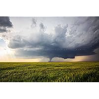 Storm Photography Print (Not Framed) Picture of Tornado in Supercell Thunderstorm Over Wheat Field on Spring Day in Kansas Great Plains Wall Art Nature Decor (8