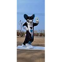 Original PHOTO Huksy Dog Fursuit Fullsuit Teen Costumes Child Full Furry Suit Furries Anime Digitigrade Costume Bent Legs Angel Dragon, Black,blue,white, F99kkj458, S,M,L,XL,XXL,XXXL