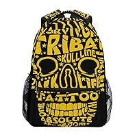 ALAZA Yellow Skull Large Backpack Personalized Laptop iPad Tablet Travel School Bag with Multiple Pockets
