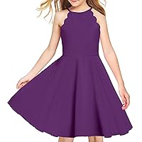 Arshiner Girls' Dress Halter Neck Summer Sundress Sleeveless Elegant A-line Pockets Party Dress