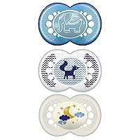 MAM Original Day & Night Baby Pacifier, Nipple Shape Helps Promote Healthy Oral Development, Glows in The Dark, 3 Pack, 6-16 Months, Boy,3 Count (Pack of 1)