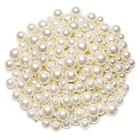 Naler 500pcs Assorted Pearl Beads with Hole for Jewelry Making Crafts DIY Vase Fillers Table Scatter for Wedding Birthday Party Home Decoration, Ivory&White Color, 0.15/0.23/0.30/0.39 inch