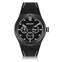 G GALLANT Mens Stainless Quartz Watch with Silicone Strap Unisex Watch 40mm Casual Watch for Men Waterproof Calendar Black Mens Watch Stylish Couple Gift