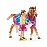 Schleich Horse Club, Horse Toys for Girls and Boys, Sarah's Camping Adventure Horse Set with Horse Toy, 12 Pieces