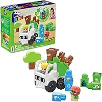 Mega BLOKS Fisher-Price Toddler Building Blocks, Green Town Sort & Recycle Squad with 15 Pieces, 2 Figures, Toy Gift Ideas for Kids