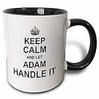 Keep Calm and Let Adam Handle it-Funny Personal Name Ceramic Mug, 11 oz, Black/White