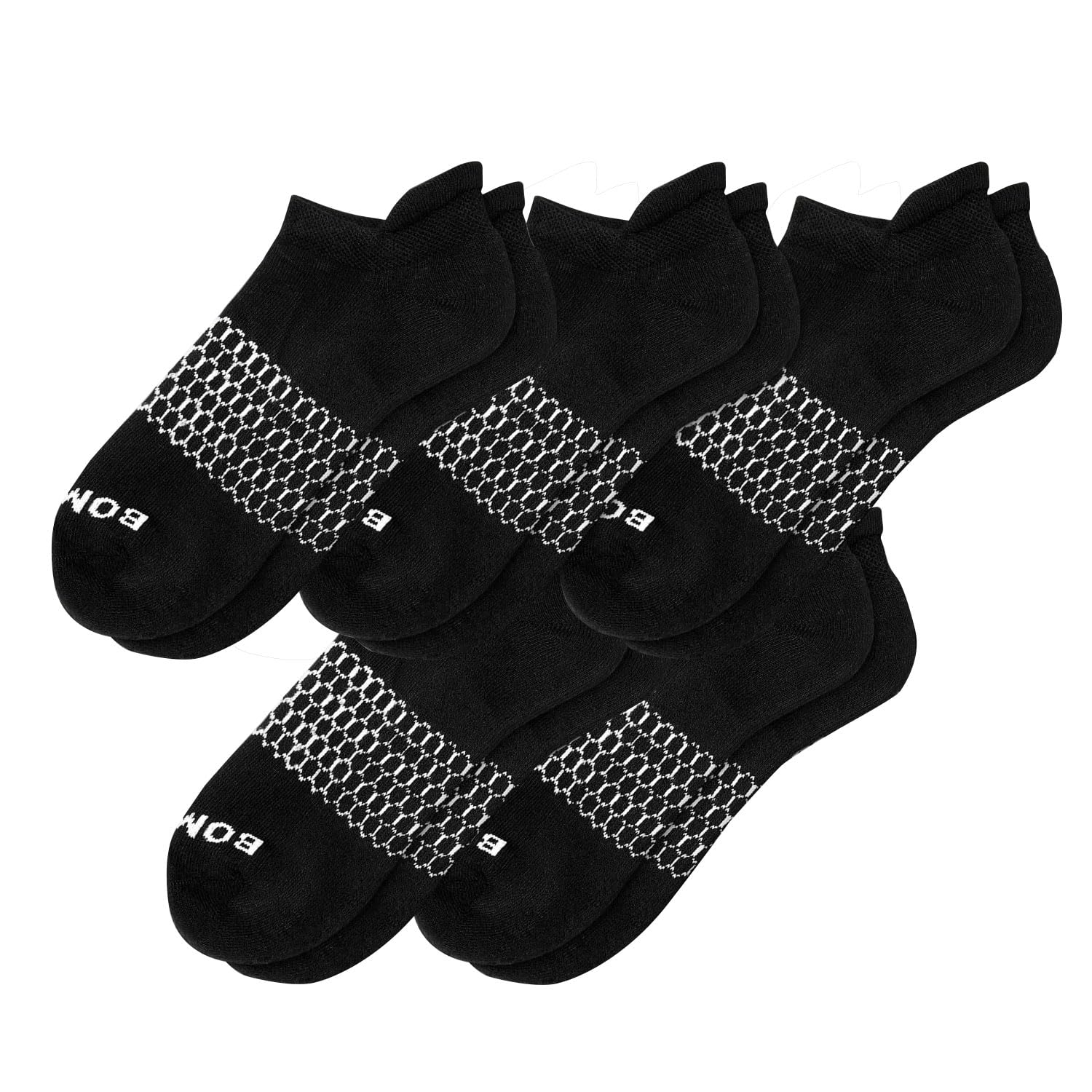 BOMBAS 5-Pack Men's ankle Socks White Honeycomb LARGE