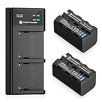 FirstPower NP-F750 Battery (2-Pack/5600mAh) and Dual USB Charger for Sony NP-F550 F570 F750 F770 F960 F970 Battery Sony CCD-TRV215 CCD-TR917 CCD-TR315 HDR-FX1000 HDR-FX7 HVR-V1U HVR-Z7U HVR-Z5U
