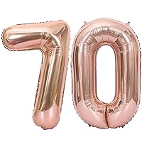 Tellpet Number 70 Balloon 70th Birthday Party Decorations for Women Bday Idea Sign, 40 Inch Big, Rose Gold