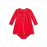 Ralph Lauren Baby Girls Velour A-Line Dress & Bloomer 2 Piece Set