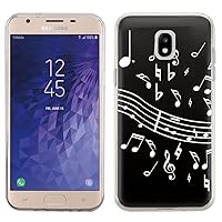 for Samsung Galaxy J3 Orbit Case, OneToughShield ® TPU Gel Protective Slim-Fit Phone Case - Music Notes/Black