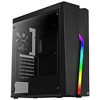 Aerocool Bolt Mid-Tower RGB PC Gaming Case, ATX, Full Acrylic Side Panel, RGB LED Strip Included, 13 Lighting Modes, 1 x 120mm Black Fan Included, High Performance Mid - Tower Case | Black