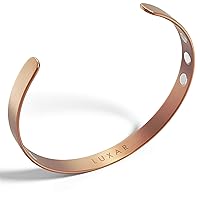 Men's/Women's Magnetic Therapy Bracelet | Solid Titanium or Solid Copper | Sophisticated Solid Titanium Bangle with Rare-Earth Neodymium Magnets (Copper, Medium)