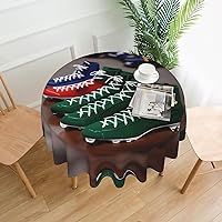 American Football Laces Print Round Tablecloth 60 Inch Table Cloth Circular Table Cover for Dining Kitchen Banquet Dinner