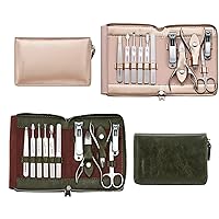 FAMILIFE Manicure Set, Nail Kit 11 in 1 pedicure kit Stainless Steel Mens Manicure Kit Leather and 1 in 1 Gift Set for Women and Men Nail Kit Manicure and Pedicure Set Nail Care Tools Stainless Steel