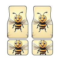 Honey Bee Print Car Floor Mats Set of 4 Pieces Universal Car Front Rear Floor Foot Mat Heavy Duty Anti-Slip Car Mat Full Set Auto Floor Carpets for Car Accessories