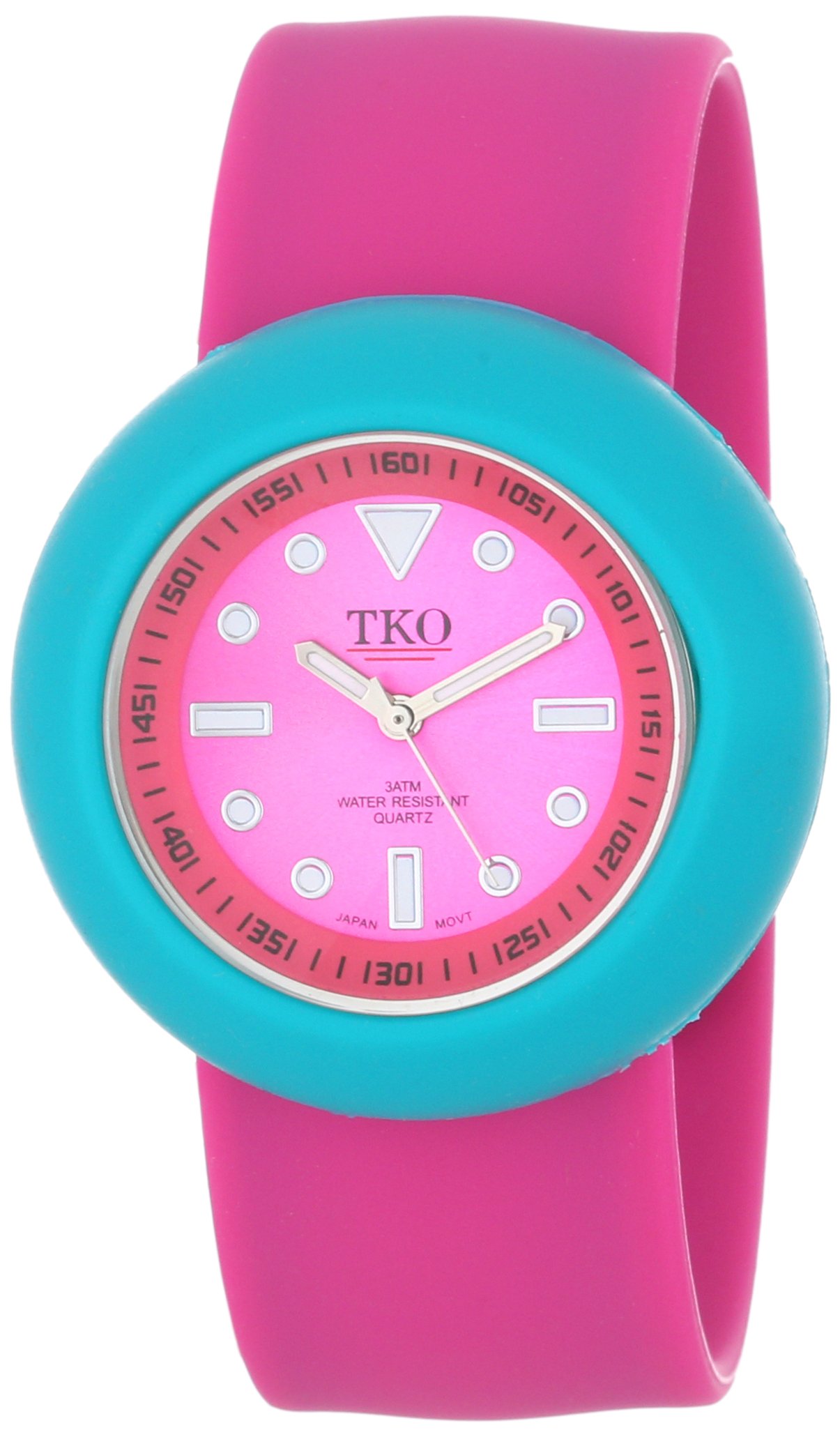 TKO Women Fashion Slap Wrist Watch with Interchangeable Muli Color Bendable Silicone Rubber Wrist Strap