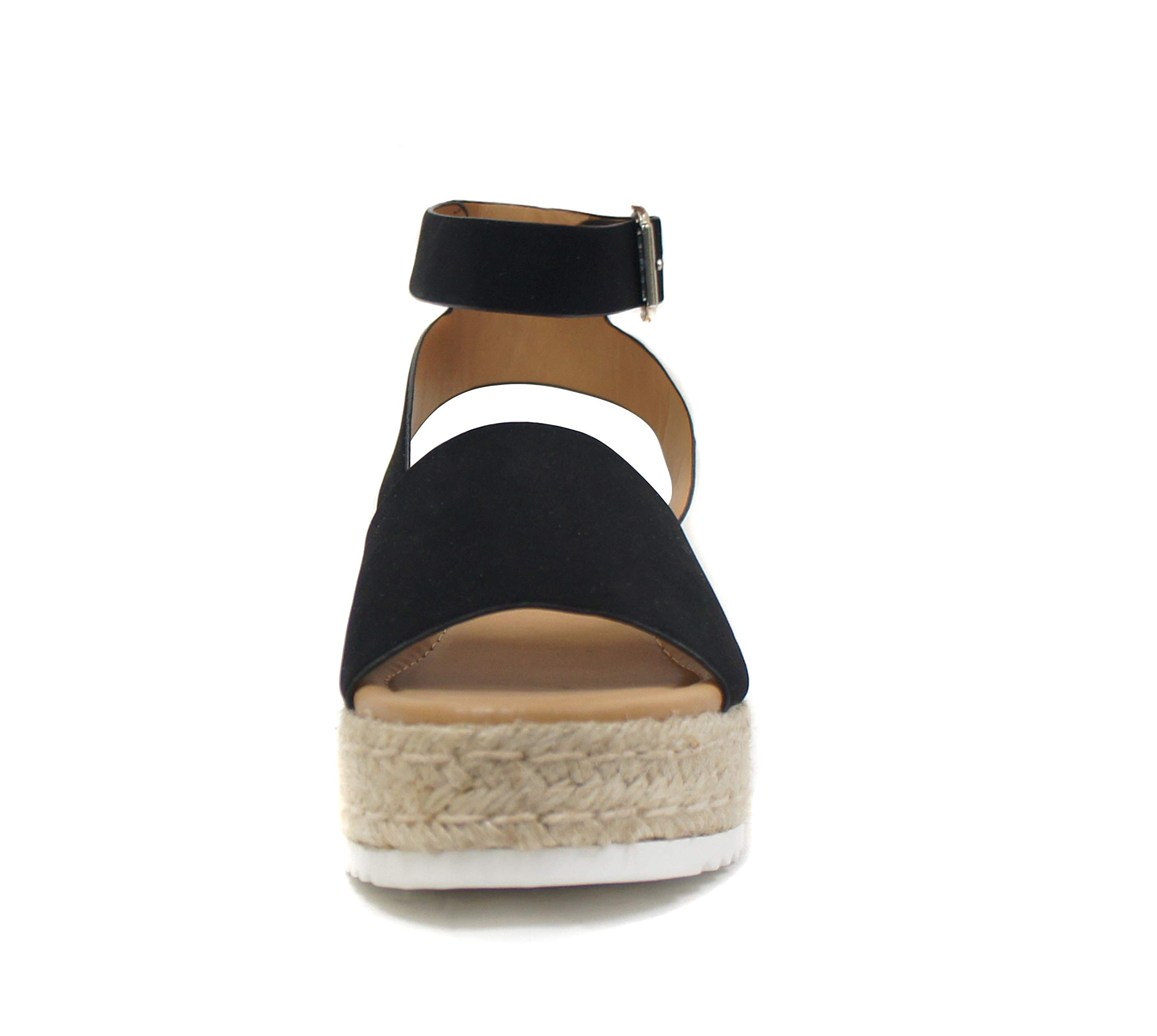 Soda Topic Open Toe Buckle Ankle Strap Espadrilles Flatform Wedge Casual Sandal