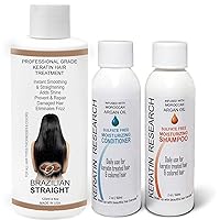 The Real BRAZILIAN STRAIGHT Keratin Blowout Complex Hair Treatment Kit Pro Grade Organic Natural Results Straighten & Smooth Any Hair Type Color Or Condition Keratina Brasilera Tratamiento (120ml kit)