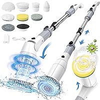 Electric Spin Scrubber, 2024 New Cordless Shower Scrubber Up to 550RPM Cleaning with 9 Replaceable Brush Heads, 3 Adjustable Angle & Size Electric Scrubber for Cleaning Bathroom Kitchen Car