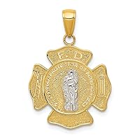 14K Yellow & White Gold Saint Florian Firefighter Medal Pendant