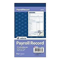 Adams Employee Payroll Record Book, 4.19 x 7.19 Inches, White and Canary, 2-Part, 55 Sets (D4743)