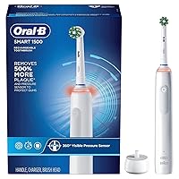Smart 1500 Electric Power Rechargeable Battery Toothbrush, White