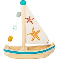 small foot wooden toys Starfish Sailboat Premium Water Toy, Multicoloured