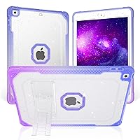 for iPad 9th Generation Case, for iPad 8th/7th Gen 10.2 inch Case 2021/2020/2019, Clear Glitter Dual-Layer Slim Sturdy Case with Stand Tablet Cover for Kids/Girl/Women-PurpleToBlue