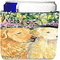 Caroline's Treasures SS8974MUK Golden Retriever Ultra Hugger for Slim cans Can Cooler Sleeve Hugger Machine Washable Drink Sleeve Hugger Collapsible Insulator Beverage Insulated Holder