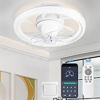 NACATIN Ceiling Fans with Lights, Flush Mount Ceiling Fan with Lights and Remote, 6 Wind Speeds Smart Low Profile Ceiling Fan for Bedroom, Kids Room and Living Room 20