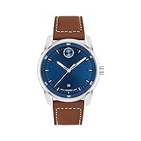 Movado 3600944 Bold Verso Men's Swiss Quartz Stainless Steel Case and Leather Strap Watch, Color: Cognac