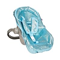 Adora Glam Sparkly & Glittery Aqua Car Seat Carrier, Baby Doll Car Seat That Fits up to 20