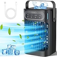 Portable Air Conditioners Cooling Fan, Upgraded Evaporative Mini Air Conditioner Portable with 3 Cool Mist & Speeds, 7 Night Light & 2-8H Timer, Personal Air Cooler for Bedroom Office Camping