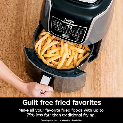 Ninja AF161 Max XL Air Fryer that Cooks, Crisps, Roasts, Bakes, Reheats and Dehydrates, with 5.5 Quart Capacity, and a High Gloss Finish, Grey