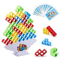 64PCS Tetra Tower Toy,Balance Stacking Blocks Game, Board Games for 2 Players+ Family Games Building Tower Game 2 Players Balance Stacking Toy