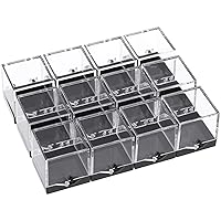 BESTOYARD Mineral Specimen Storage Box - Clear Display Case with Lids - Jewelry Organizer for Gems - Coins - Diamonds - Rock Collection - 12pcs Acrylic Square Sample Cases for Festival Treat &