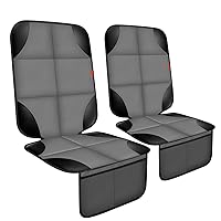 Car Seat Protector 2 Pack Car Seat Cushion Mat Thickest Padding,Waterproof 600D Fabric Car Seat Covers for Non-Slip Backing Mesh Pockets for Baby and Pet 2 Seat Protector Gray