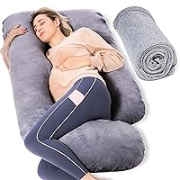 Momcozy Pregnancy Pillows with Replacement Pillowcase, 57 Inch Pregnancy Pillows for Sleeping