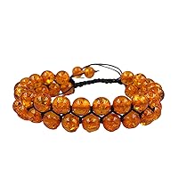 AAA Natural Baltic Amber Gemstone 8mm Round Beaded Thread Wrap Bracelet. Adjustable Macrame Bracelet, Charm Bracelet, Boho Bracelet, Handmade Bracelet For Women And Unisex.