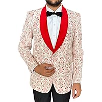 Self Embroidered Slim Fit Red Velvet Shawl Lapel Men's Tuxedos TX1045